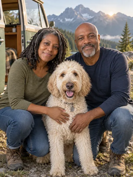Our tiny getaway — fictional people and pets showing the suggested composition